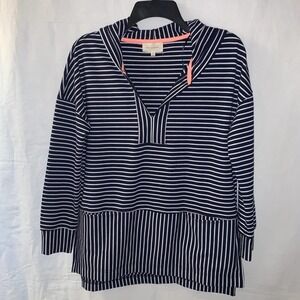 Mellow Day Hooded Stripe Pullover Top Small